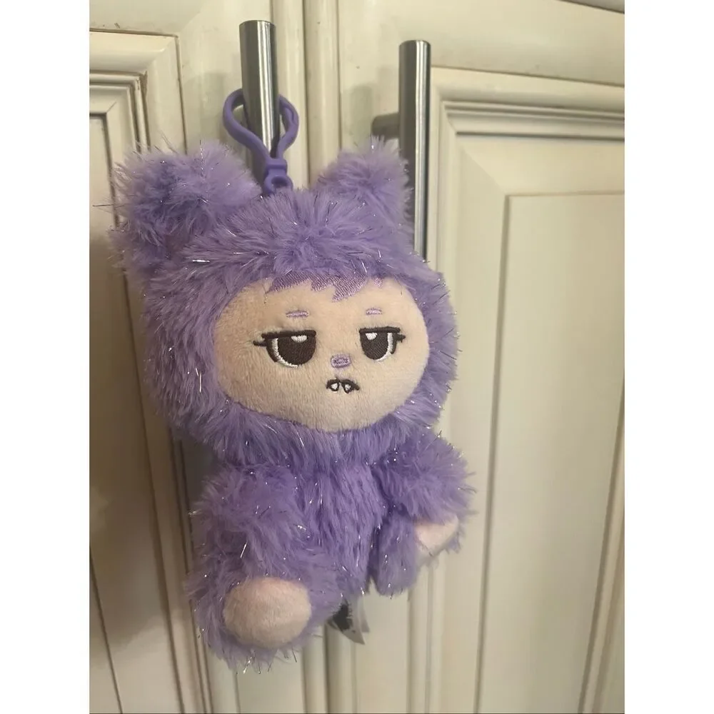 LaBabies Sparkle Fifi Labubu Monsters Clip On Plush Stuffed Toy Purple Tan NWOT